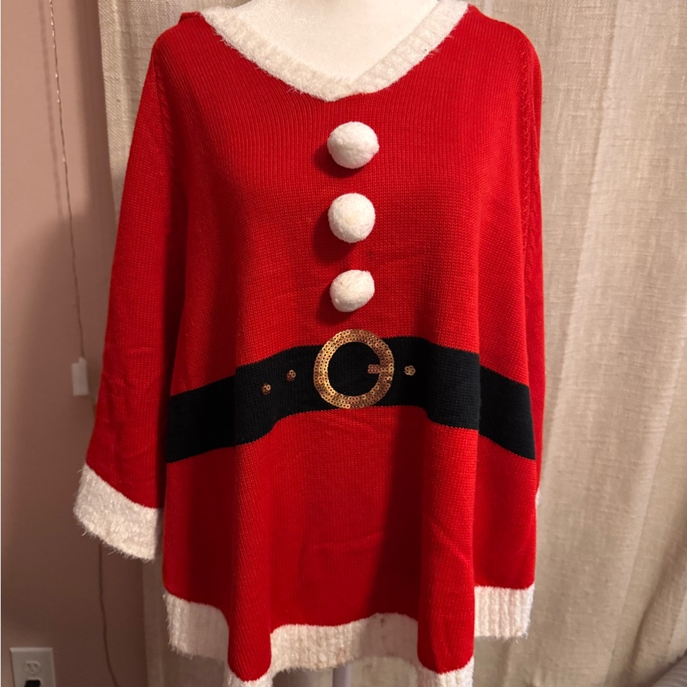 Festive Red Santa poncho